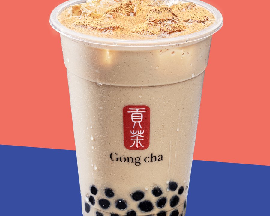 Iced Horchata Milk Tea with Pearls, dusted with cinnamon