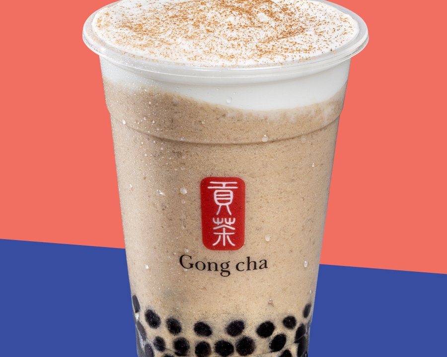Horchata Tea Bobaccino with cinnamon-dusted milk foam and pearls